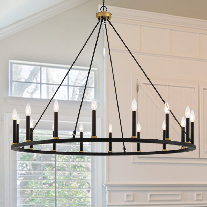 Gracie Oaks 16 Light Candle Style Wagon Wheel Chandelier & Reviews